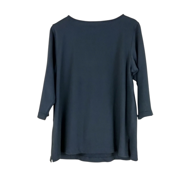 Bob Mackie 3/4 Sleeve Embroidered Embellished Sealed Rhinestones Pullover Top - Picture 2 of 12